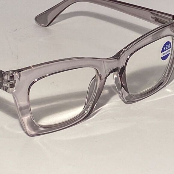 1107 Gretchen Reading Glasses 2.0 Square Eyeglasses Clear Gray Frames NWT - Picture 7 of 9